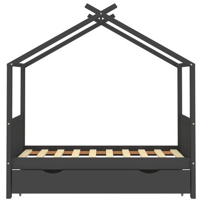 vidaXL Rám dětské postele se zásuvkou tmavě šedý borovice 80x160 cm