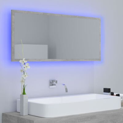 vidaXL LED koupelnové zrcadlo betonově šedé 100 x 8,5 x 37 cm akrylové
