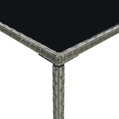 vidaXL Zahradní barový stůl šedý 70 x 70 x 110 cm polyratan a sklo