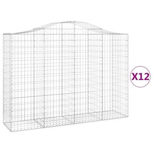 vidaXL Klenut&eacute; gabionov&eacute; ko&scaron;e 12ks 200x50x140/160cm pozinkovan&eacute; železo