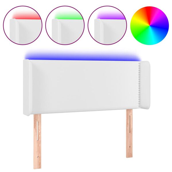 vidaXL Čelo postele s LED b&iacute;l&eacute; 83 x 16 x 78/88 cm uměl&aacute; kůže