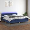vidaXL Box spring postel s matrac&iacute; a LED modr&aacute; 200x200 cm textil