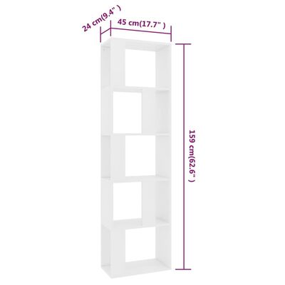 vidaXL Knihovna/zástěna do pokoje bílá 45 x 24 x 159 cm dřevotříska