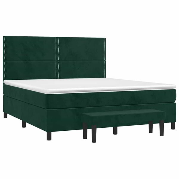 vidaXL Box spring postel s matrac&iacute; tmavě zelen&aacute; 180x200 cm samet