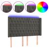 vidaXL Čelo postele s LED tmavě &scaron;ed&eacute; 163 x 16 x 118/128 cm samet