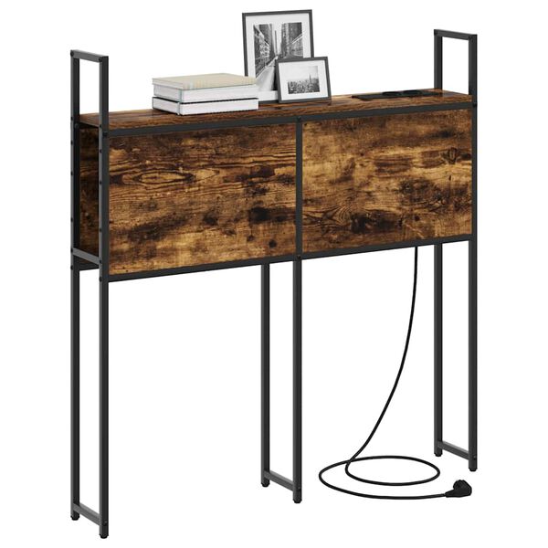 vidaXL &Uacute;ložn&aacute; hlavov&aacute; deska s nab&iacute;jec&iacute; stanic&iacute; Kouřov&yacute; dub 90 cm