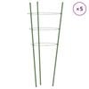 vidaXL Opory pro zahradn&iacute; rostliny se 3 kroužky 5 ks zelen&eacute; 75 cm ocel