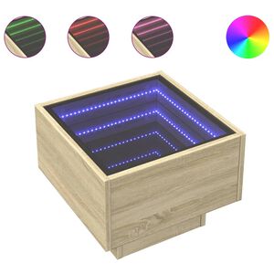 vidaXL Odkl&aacute;dac&iacute; stolek s LED dub sonoma 40x40x30 cm kompozitn&iacute; dřevo