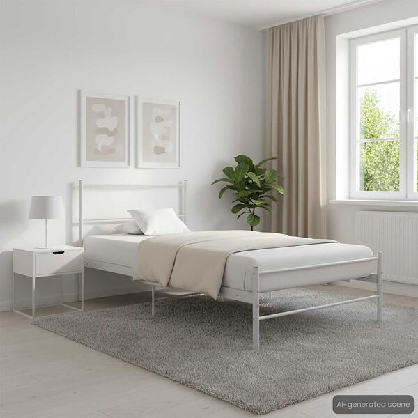 vidaXL Rám postele bílý kov 100 x 200 cm