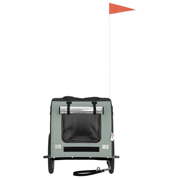 vidaXL Vozík za kolo pro psa černý a šedý oxfordská tkanina a železo