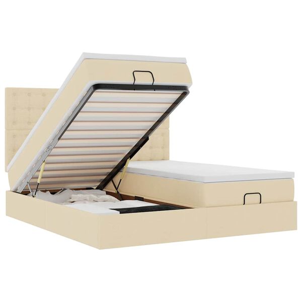 vidaXL Osmansk&yacute; r&aacute;m postele s matrac&iacute; kr&eacute;mov&aacute; 160x200cm textil