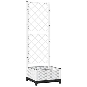 vidaXL Zahradn&iacute; truhl&iacute;k s trel&aacute;ž&iacute; b&iacute;l&yacute; 40 x 40 x 121,5 cm PP