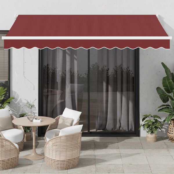 vidaXL Automatická zatahovací markýza burgundská 350 x 250 cm