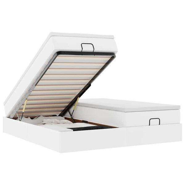 vidaXL Osmansk&yacute; r&aacute;m postele s matrac&iacute; b&iacute;l&yacute; 160x200cm uměl&aacute; kůže