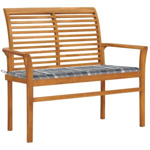 vidaXL Zahradn&iacute; lavice s &scaron;edou k&aacute;rovanou podu&scaron;kou 112 cm masivn&iacute; teak