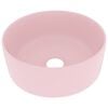 vidaXL Luxusn&iacute; umyvadlo kulat&eacute; matn&eacute; růžov&eacute; 40 x 15 cm keramick&eacute;