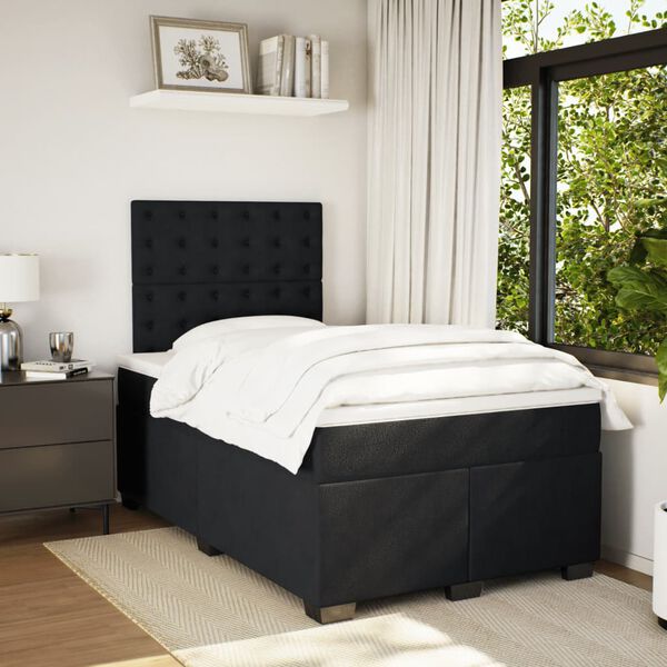 vidaXL Box spring postel s matrac&iacute; čern&aacute; 120 x 190 cm samet