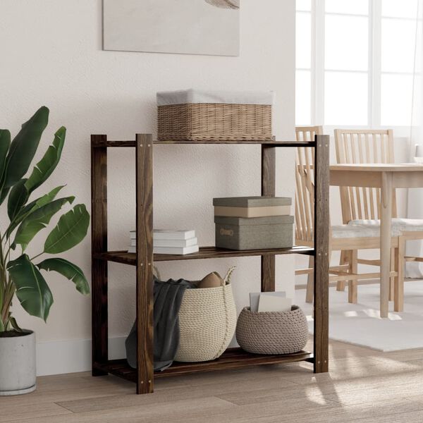 vidaXL 3patrový úložný regál černý 80x38x90 cm masivní borové dřevo