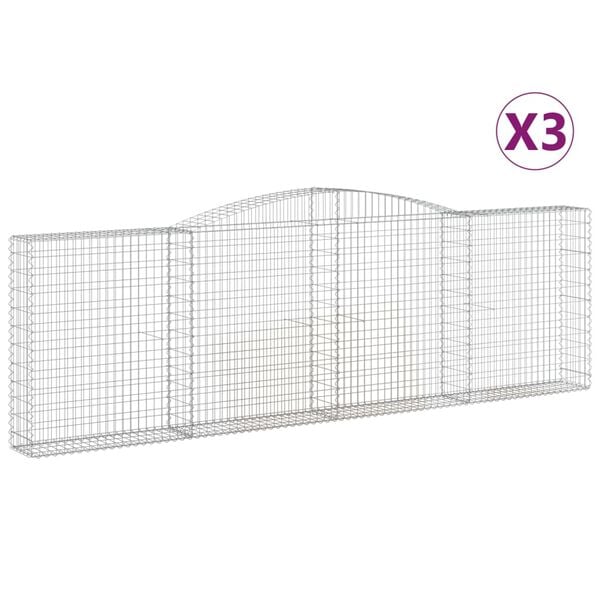 vidaXL Klenut&eacute; gabionov&eacute; ko&scaron;e 3 ks 400x30x120/140cm pozinkovan&eacute; železo