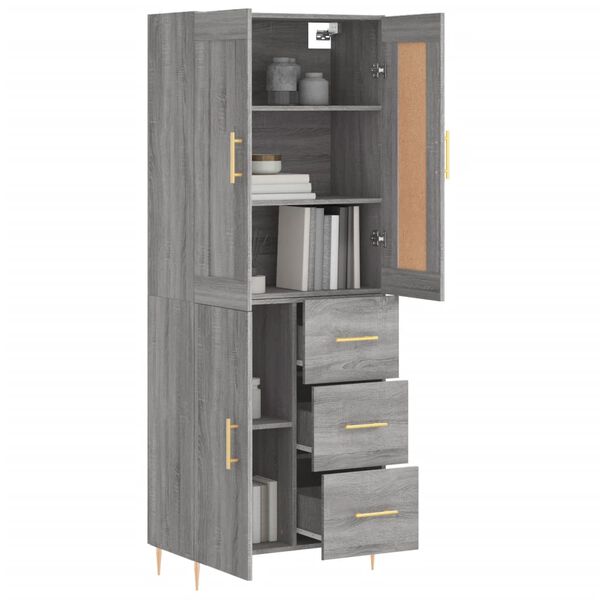 vidaXL Skř&iacute;ň highboard &scaron;ed&aacute; sonoma 69,5 x 34 x 180 cm kompozitn&iacute; dřevo