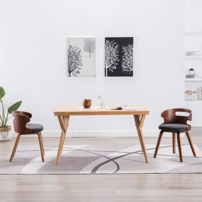 vidaXL Jídelní židle 2 ks šedé ohýbané dřevo a textil