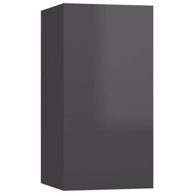 vidaXL 10dílný set TV skříněk šedý s vysokým leskem dřevotříska