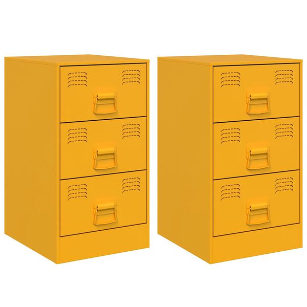 vidaXL Nočn&iacute; stolky 2 ks hořčicově žlut&eacute; 34,5 x 39 x 62 cm ocel