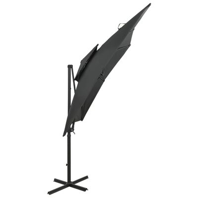 vidaXL Konzolový slunečník s dvojitou stříškou 250x250 cm antracitový