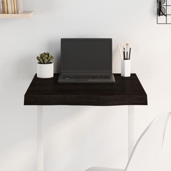 vidaXL Stolní deska tmavě hnědá 60x60x(2-6)cm ošetřený masivní dub