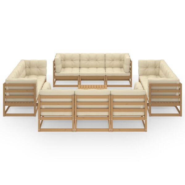 vidaXL 13d&iacute;ln&aacute; zahradn&iacute; sedac&iacute; souprava s podu&scaron;kami masivn&iacute; borovice