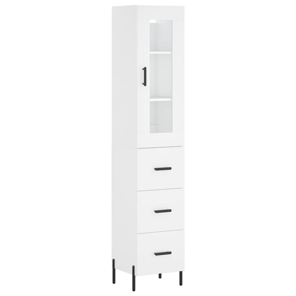 vidaXL Skř&iacute;ň highboard b&iacute;l&aacute; 34,5 x 34 x 180 cm kompozitn&iacute; dřevo