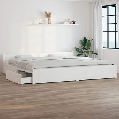 vidaXL Rám postele se zásuvkami bílý 180 x 200 cm Super King