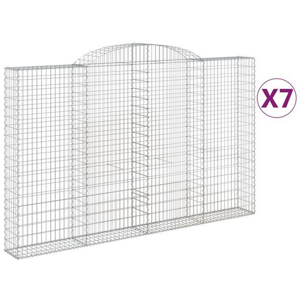 vidaXL Klenut&eacute; gabionov&eacute; ko&scaron;e 7 ks 300x30x180/200cm pozinkovan&eacute; železo