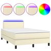 vidaXL Box spring postel s matrací a LED krémová 120x200 cm umělá kůže