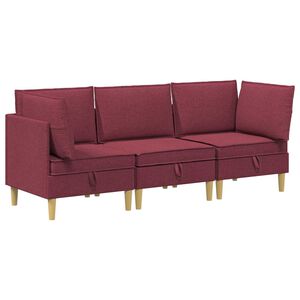 vidaXL Modul&aacute;rn&iacute; pohovka se storage 3 ks V&iacute;no Červen&eacute; Textil