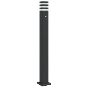 vidaXL Venkovn&iacute; stojac&iacute; lampa s čidlem čern&aacute; 110 cm hlin&iacute;k