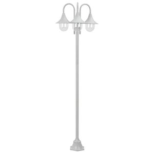vidaXL Zahradn&iacute; sloupov&aacute; lampa 3 ramena E27 220 cm hlin&iacute;k b&iacute;l&aacute;