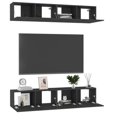 vidaXL TV skříňky 4 ks černé 80 x 30 x 30 cm dřevotříska