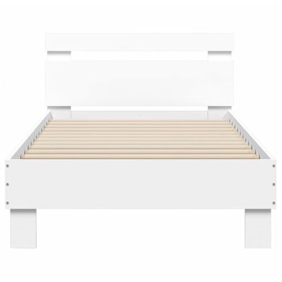 vidaXL Rám postele s čelem a LED osvětlením bílý 75 x 190 cm