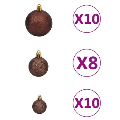 vidaXL Umělý vánoční stromek s LED a sadou koulí černý 240 cm PVC