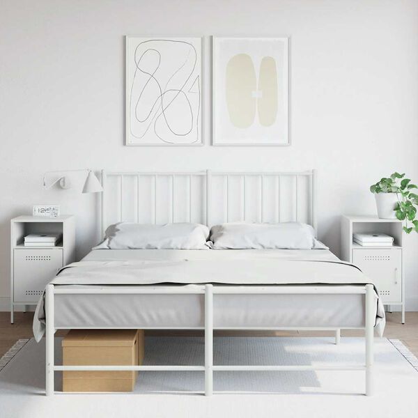 vidaXL Nočn&iacute; stolky 2 ks b&iacute;l&eacute; 36 x 39 x 68 cm ocel