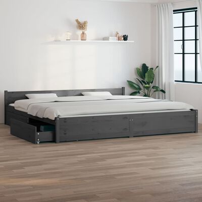 vidaXL Rám postele se zásuvkami šedý 180 x 200 cm Super King