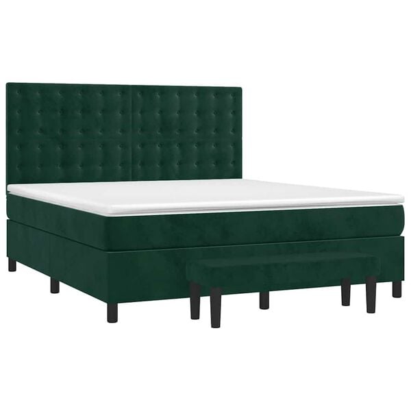 vidaXL Box spring postel s matrac&iacute; tmavě zelen&aacute; 160x200 cm samet