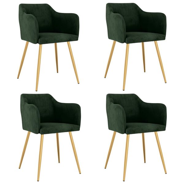 vidaXL J&iacute;deln&iacute; židle 4 ks tmavě zelen&eacute; samet
