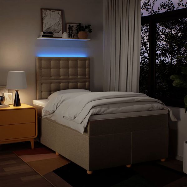 vidaXL Box spring postel s matrac&iacute; kr&eacute;mov&aacute; 120x200 cm textil