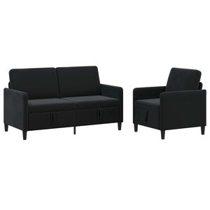 vidaXL Sedačka se storage 2 ks Čern&aacute; Polyester