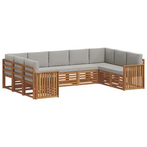 vidaXL Rohov&aacute; sofa sada s pol&scaron;t&aacute;řem 9 pcs Př&iacute;rodn&iacute; a světle &scaron;ed&aacute;