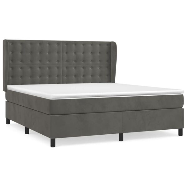 vidaXL Box spring postel s matrac&iacute; tmavě &scaron;ed&aacute; 160x200 cm samet