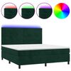 vidaXL Box spring postel s matrac&iacute; a LED tmavě zelen&aacute; 160x200 cm samet