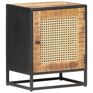 vidaXL Nočn&iacute; stolek 40 x 30 x 50 cm masivn&iacute; mangovn&iacute;k a př&iacute;rodn&iacute; r&aacute;kos